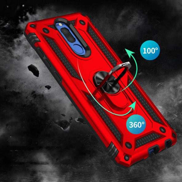 Huawei Mate 10 Lite Kılıf Yüzüklü Magnetic Antişok Korumalı Silikon Kapak - 6