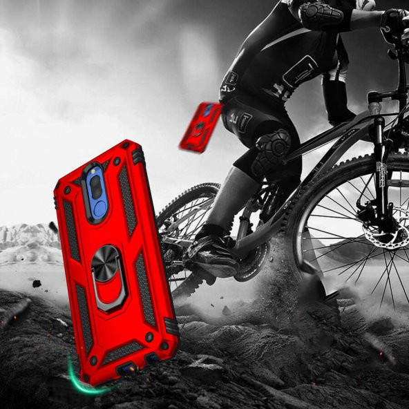 Huawei Mate 10 Lite Kılıf Yüzüklü Magnetic Antişok Korumalı Silikon Kapak - 7