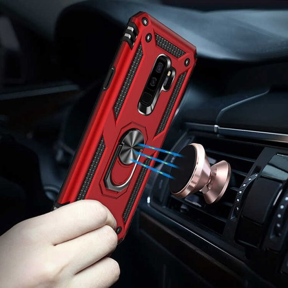 Samsung Galaxy S9 Plus Kılıf Yüzüklü Magnetic Antişok Korumalı Silikon Kapak - 8
