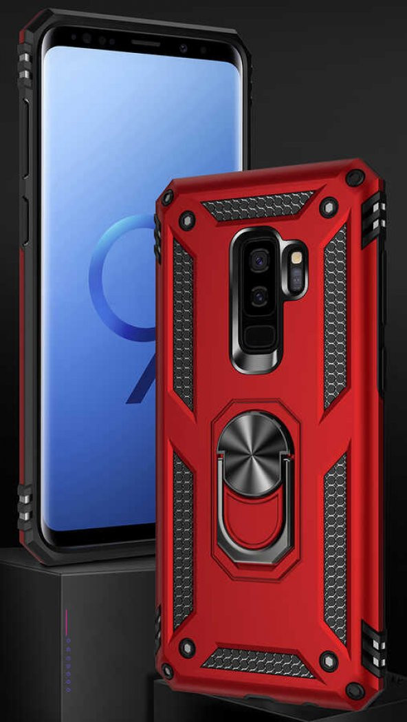 Samsung Galaxy S9 Plus Kılıf Yüzüklü Magnetic Antişok Korumalı Silikon Kapak - 9
