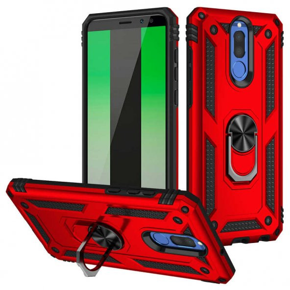 Huawei Mate 10 Lite Kılıf Yüzüklü Magnetic Antişok Korumalı Silikon Kapak - 12