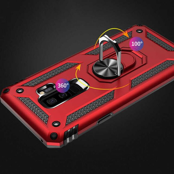 Samsung Galaxy S9 Plus Kılıf Yüzüklü Magnetic Antişok Korumalı Silikon Kapak - 12