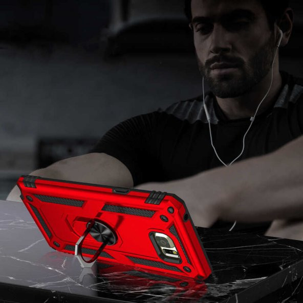 Samsung Galaxy Note 5 Kılıf Yüzüklü Magnetic Antişok Korumalı Silikon Kapak - 8