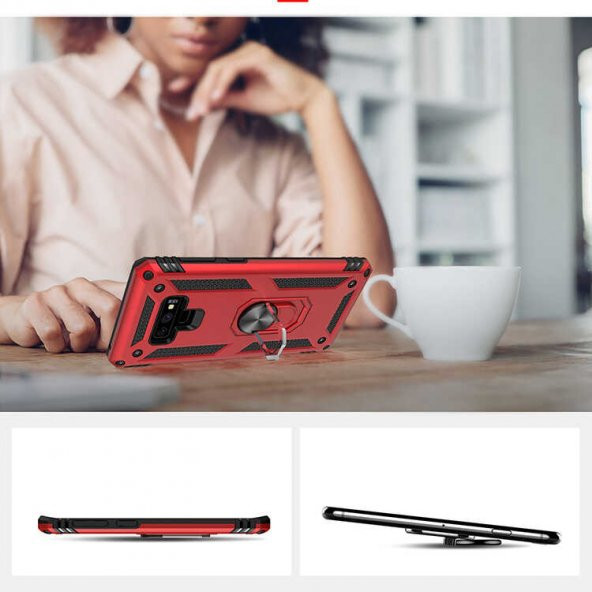 Samsung Galaxy Note 9 Kılıf Yüzüklü Magnetic Antişok Korumalı Silikon Kapak - 4