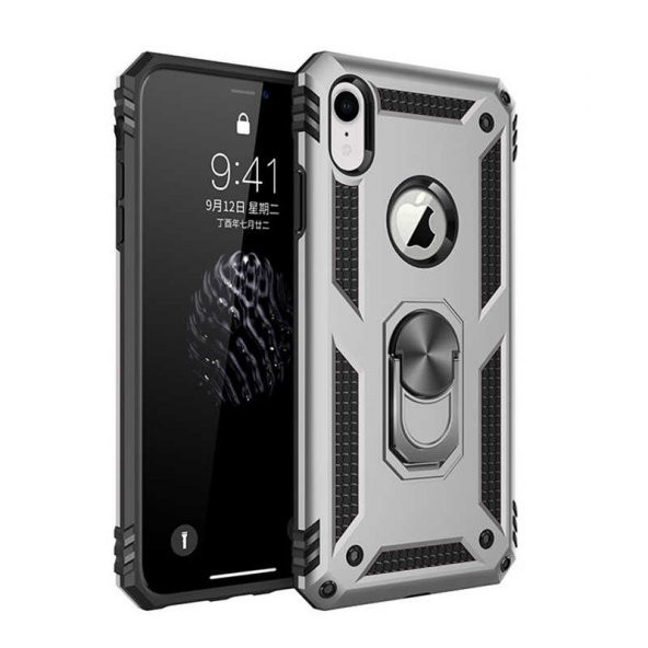 Apple iPhone XR 6.1 Kılıf Yüzüklü Magnetic Antişok Korumalı Silikon Kapak - 7