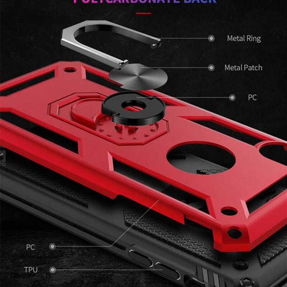 Apple iPhone XR 6.1 Kılıf Yüzüklü Magnetic Antişok Korumalı Silikon Kapak - 9