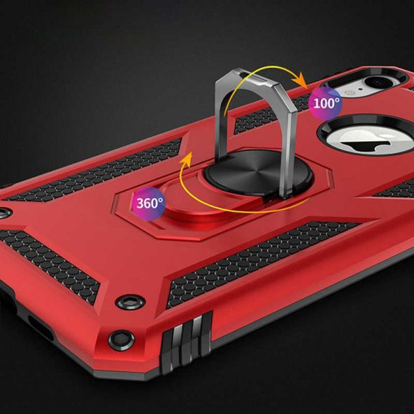 Apple iPhone XR 6.1 Kılıf Yüzüklü Magnetic Antişok Korumalı Silikon Kapak - 12