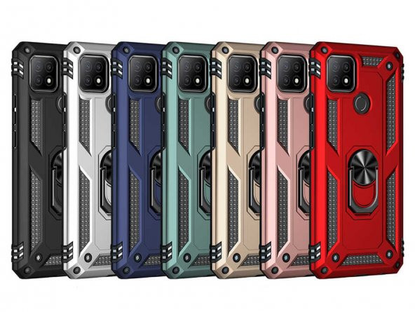 Oppo A15 Kılıf Yüzüklü Magnetic Antişok Korumalı Silikon Kapak - 5