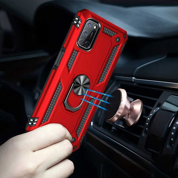 Oppo A52 Kılıf Yüzüklü Magnetic Antişok Korumalı Silikon Kapak - 4