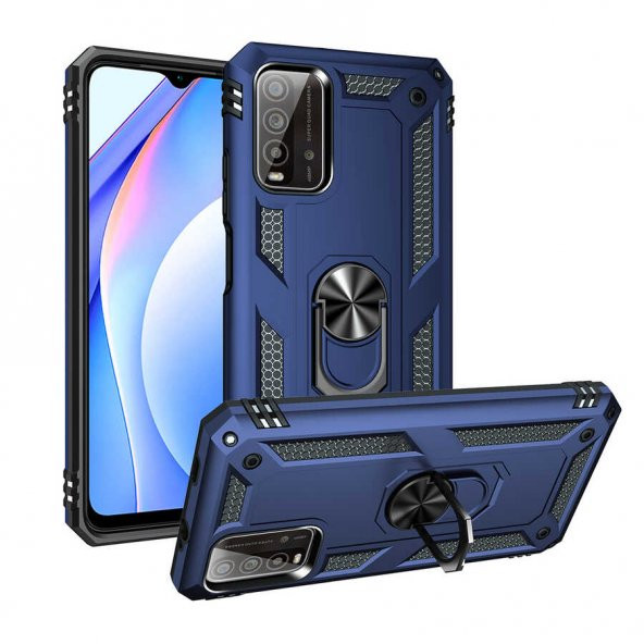 Xiaomi Redmi Note 9 4G Kılıf Yüzüklü Magnetic Antişok Korumalı Silikon Kapak - 1