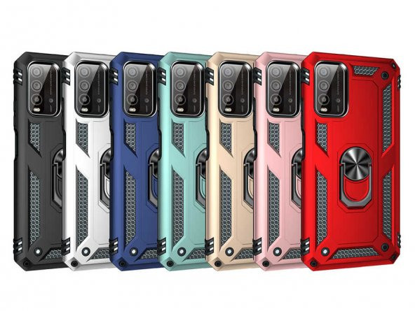 Xiaomi Redmi Note 9 4G Kılıf Yüzüklü Magnetic Antişok Korumalı Silikon Kapak - 8