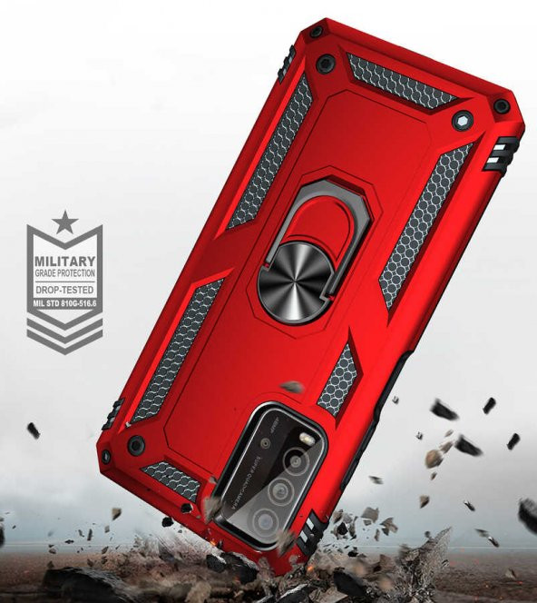 Xiaomi Redmi Note 9 4G Kılıf Yüzüklü Magnetic Antişok Korumalı Silikon Kapak - 9