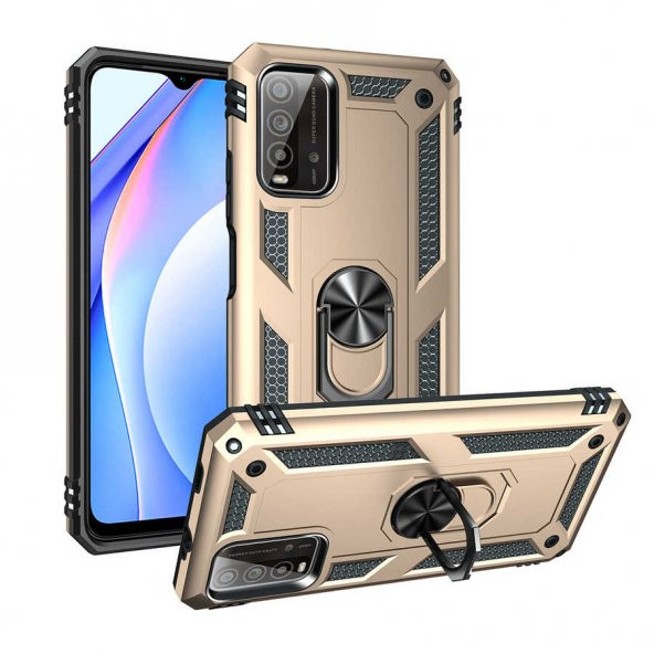 Xiaomi Redmi Note 9 4G Kılıf Yüzüklü Magnetic Antişok Korumalı Silikon Kapak - 11