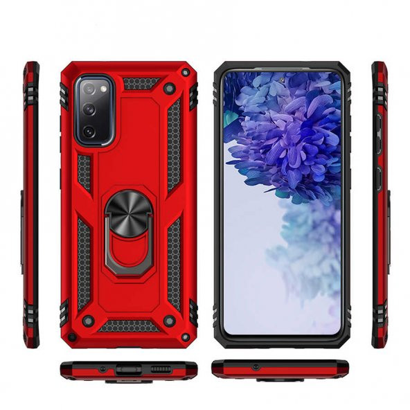 Samsung Galaxy S20 FE Kılıf Yüzüklü Magnetic Antişok Korumalı Silikon Kapak - 9