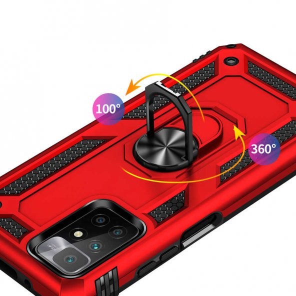 Xiaomi Redmi 10 Kılıf Yüzüklü Magnetic Antişok Korumalı Silikon Kapak - 3