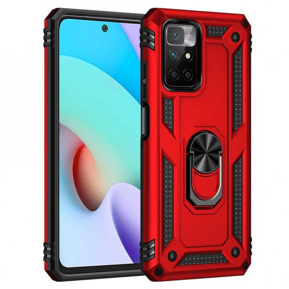 Xiaomi Redmi 10 Kılıf Yüzüklü Magnetic Antişok Korumalı Silikon Kapak - 5