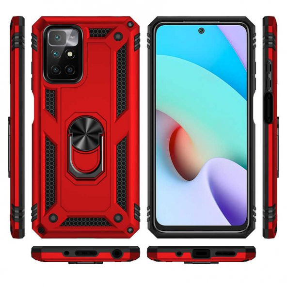 Xiaomi Redmi 10 Kılıf Yüzüklü Magnetic Antişok Korumalı Silikon Kapak - 7