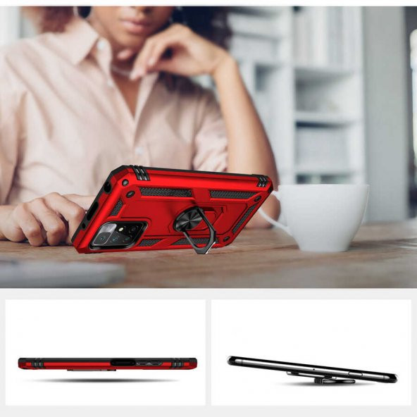Xiaomi Redmi 10 Kılıf Yüzüklü Magnetic Antişok Korumalı Silikon Kapak - 8