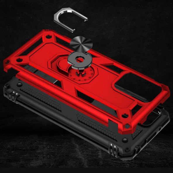 Xiaomi Redmi 10 Kılıf Yüzüklü Magnetic Antişok Korumalı Silikon Kapak - 9