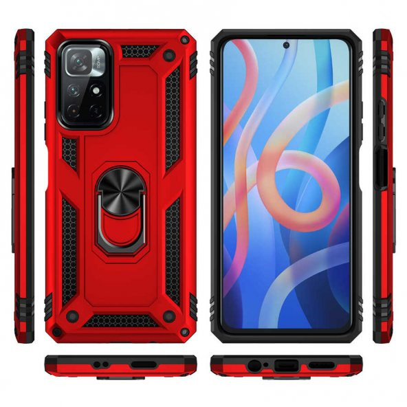Xiaomi Redmi Note 11 5G Kılıf Yüzüklü Magnetic Antişok Korumalı Silikon Kapak - 4