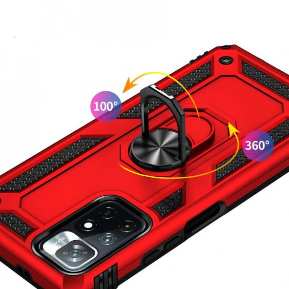 Xiaomi Redmi Note 11 5G Kılıf Yüzüklü Magnetic Antişok Korumalı Silikon Kapak - 5