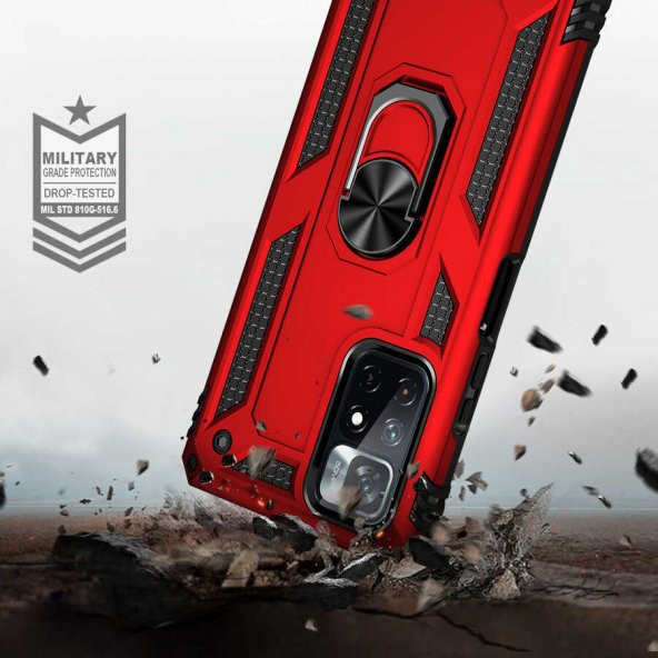 Xiaomi Redmi Note 11 5G Kılıf Yüzüklü Magnetic Antişok Korumalı Silikon Kapak - 7