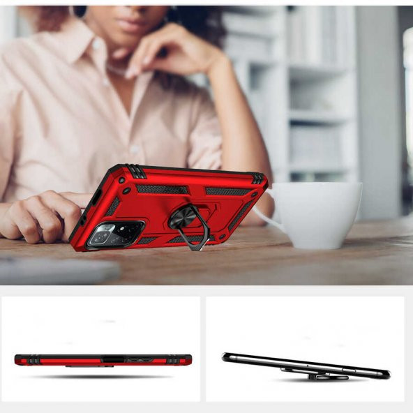 Xiaomi Redmi Note 11 5G Kılıf Yüzüklü Magnetic Antişok Korumalı Silikon Kapak - 8