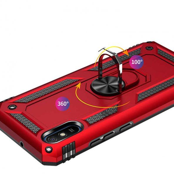 Xiaomi Redmi 9A Kılıf Yüzüklü Magnetic Antişok Korumalı Silikon Kapak - 9