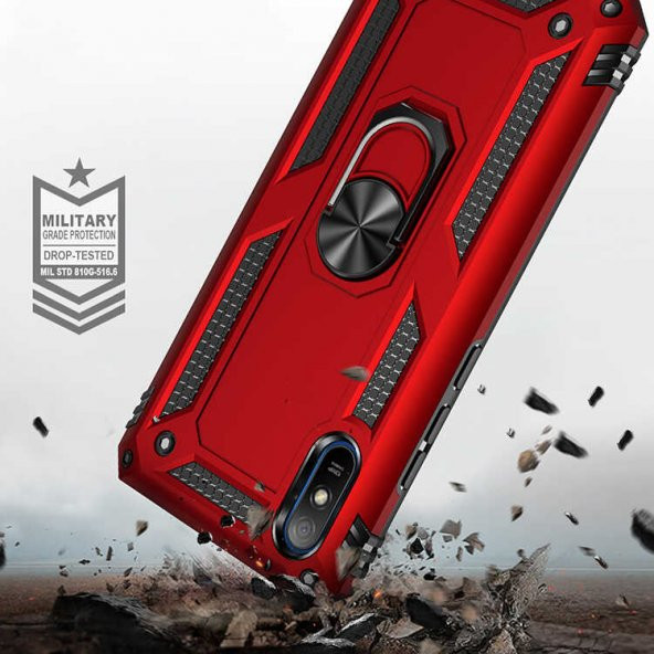 Xiaomi Redmi 9A Kılıf Yüzüklü Magnetic Antişok Korumalı Silikon Kapak - 11