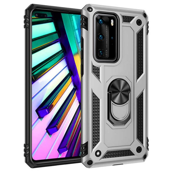 Huawei P40 Pro Kılıf Yüzüklü Magnetic Antişok Korumalı Silikon Kapak