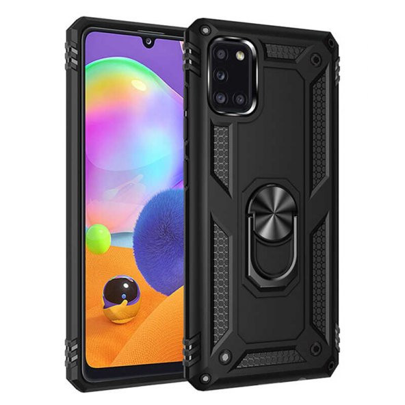 Samsung Galaxy A31 Kılıf Yüzüklü Magnetic Antişok Korumalı Silikon Kapak - 3