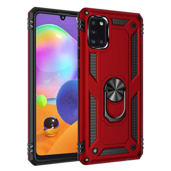 Samsung Galaxy A31 Kılıf Yüzüklü Magnetic Antişok Korumalı Silikon Kapak - 4