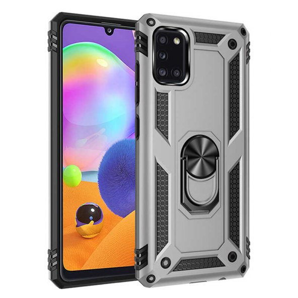 Samsung Galaxy A31 Kılıf Yüzüklü Magnetic Antişok Korumalı Silikon Kapak - 7