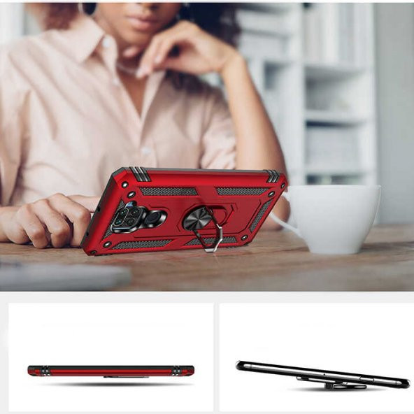 Xiaomi Redmi Note 9 Kılıf Yüzüklü Magnetic Antişok Korumalı Silikon Kapak - 8