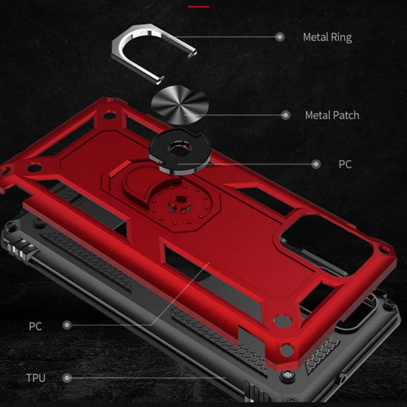 Samsung Galaxy A31 Kılıf Yüzüklü Magnetic Antişok Korumalı Silikon Kapak - 8