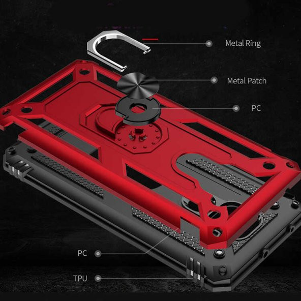 Xiaomi Redmi Note 9 Kılıf Yüzüklü Magnetic Antişok Korumalı Silikon Kapak - 9