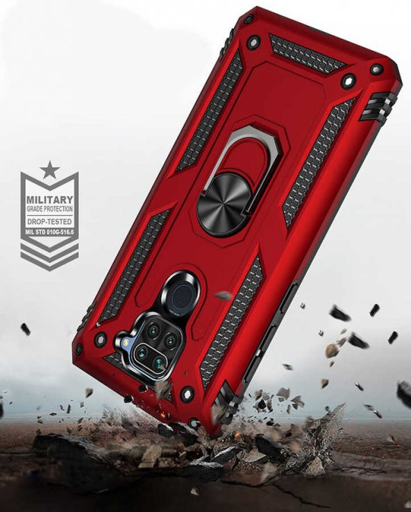 Xiaomi Redmi Note 9 Kılıf Yüzüklü Magnetic Antişok Korumalı Silikon Kapak - 11