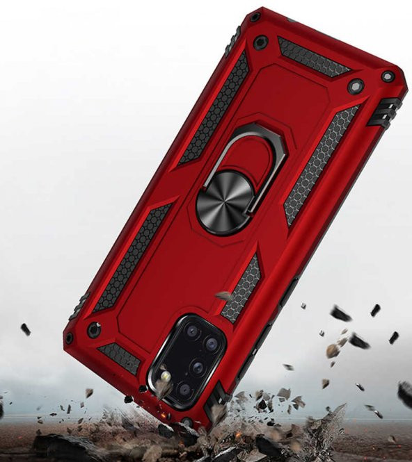 Samsung Galaxy A31 Kılıf Yüzüklü Magnetic Antişok Korumalı Silikon Kapak - 11