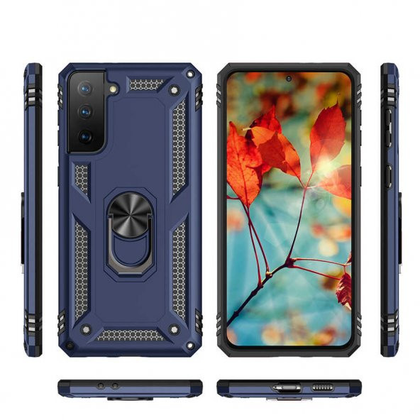 Samsung Galaxy S21 Plus Kılıf Yüzüklü Magnetic Antişok Korumalı Silikon Kapak - 9