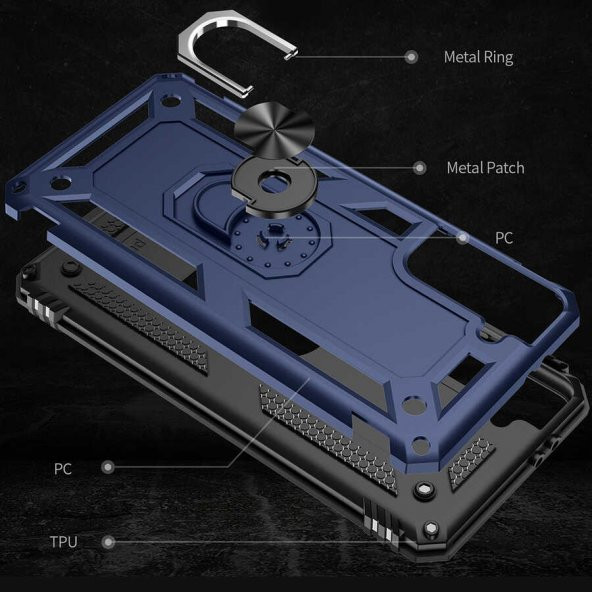 Samsung Galaxy S21 Plus Kılıf Yüzüklü Magnetic Antişok Korumalı Silikon Kapak - 11