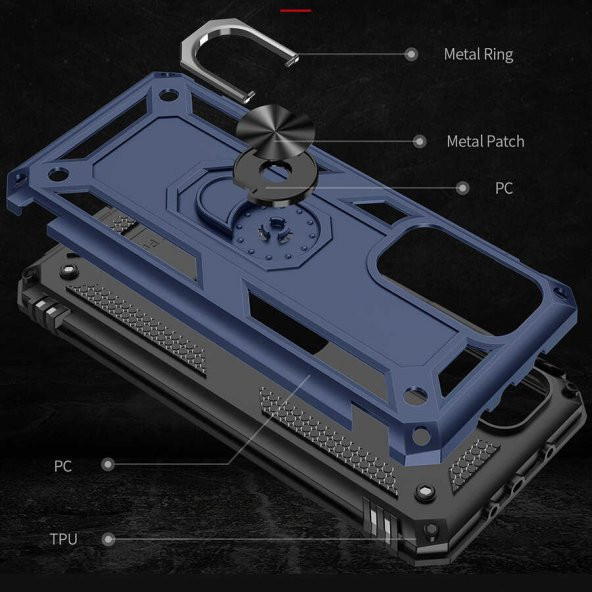 Xiaomi Mi 10T Pro 5G Kılıf Yüzüklü Magnetic Antişok Korumalı Silikon Kapak - 5