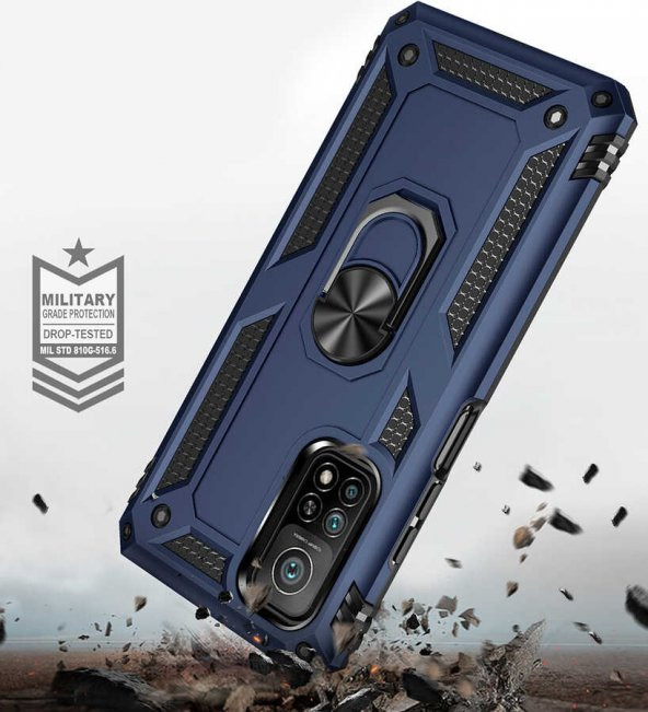 Xiaomi Mi 10T Pro 5G Kılıf Yüzüklü Magnetic Antişok Korumalı Silikon Kapak - 8