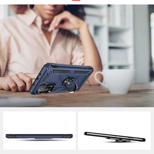 Xiaomi Mi 10T Pro 5G Kılıf Yüzüklü Magnetic Antişok Korumalı Silikon Kapak - 9