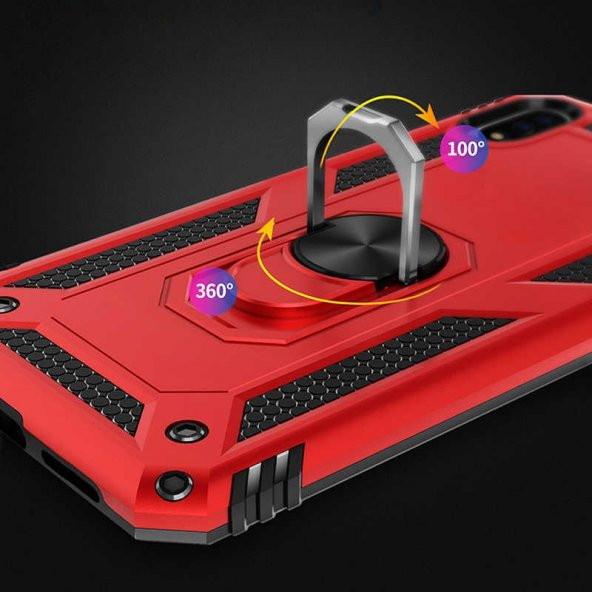 Huawei Y7 Prime 2019 Kılıf Yüzüklü Magnetic Antişok Korumalı Silikon Kapak - 12
