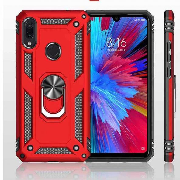 Xiaomi Redmi Note 7 Kılıf Yüzüklü Magnetic Antişok Korumalı Silikon Kapak