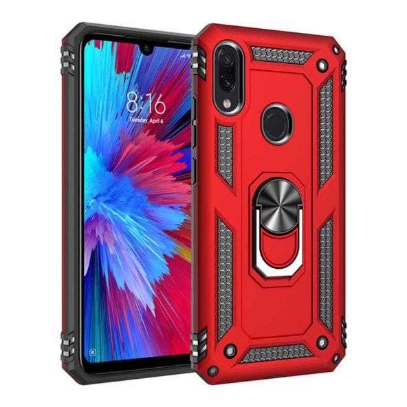 Xiaomi Redmi Note 7 Kılıf Yüzüklü Magnetic Antişok Korumalı Silikon Kapak - 4
