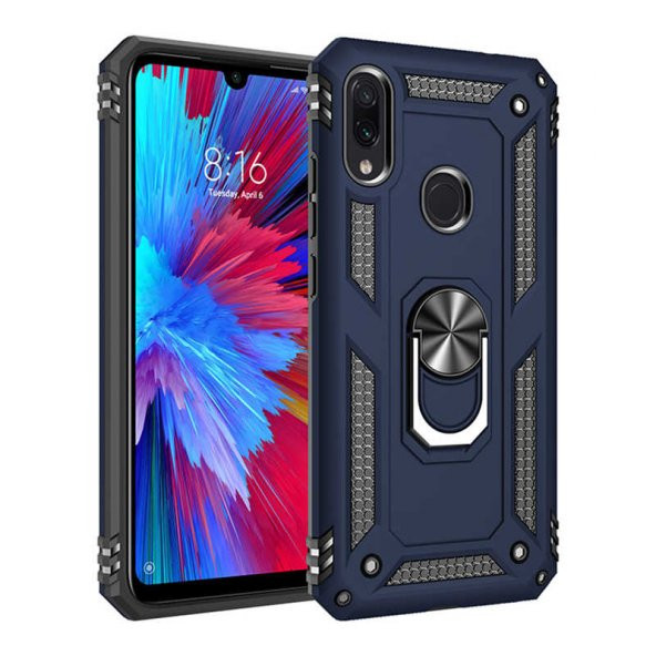 Xiaomi Redmi Note 7 Kılıf Yüzüklü Magnetic Antişok Korumalı Silikon Kapak - 5