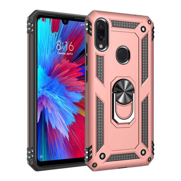 Xiaomi Redmi Note 7 Kılıf Yüzüklü Magnetic Antişok Korumalı Silikon Kapak - 6