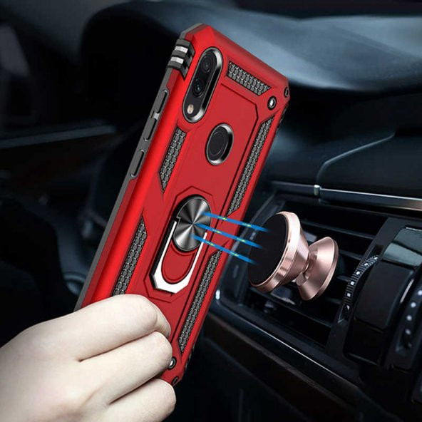 Xiaomi Redmi Note 7 Kılıf Yüzüklü Magnetic Antişok Korumalı Silikon Kapak - 12