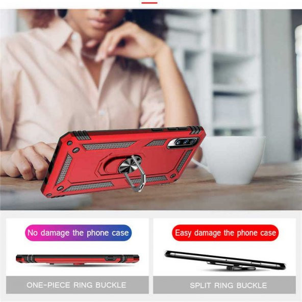 Samsung Galaxy A30S Kılıf Yüzüklü Magnetic Antişok Korumalı Silikon Kapak - 8